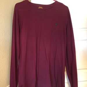 Men’s Maroon Polo Long Sleeve Tee